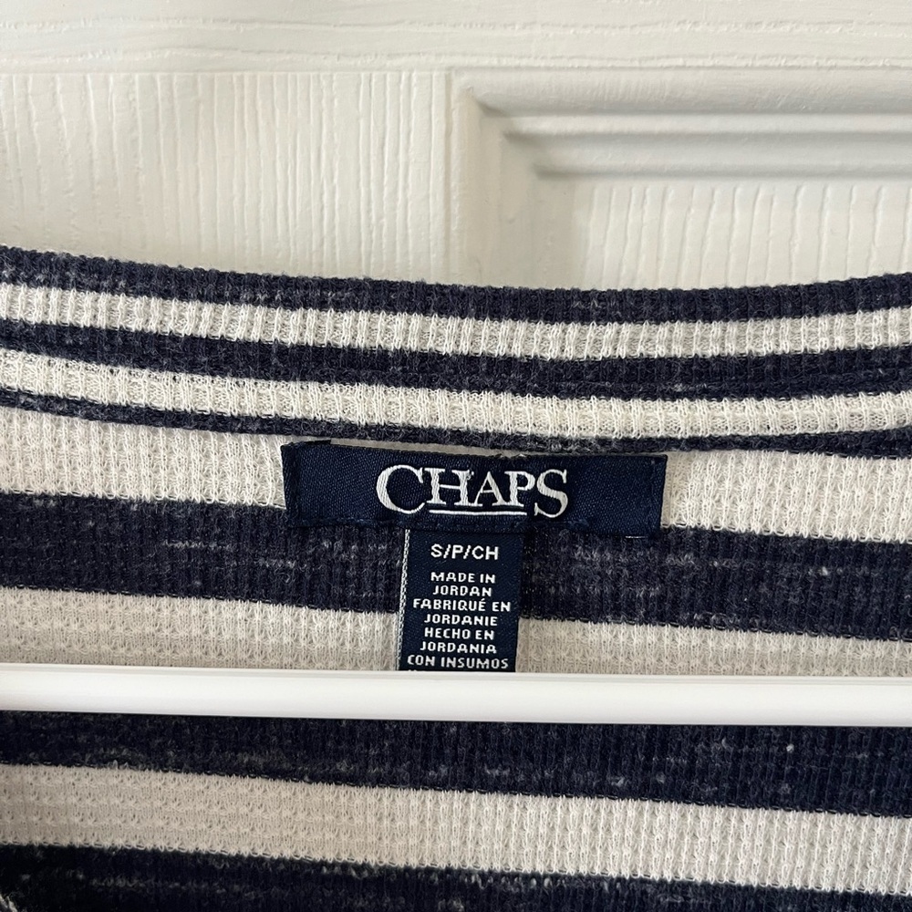 Chaps Navy and White Striped Long Sleeve Top - Picture 4 of 4